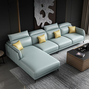 意式皮沙发现代简约轻奢实木框架小户型双人三人位沙发