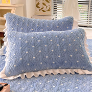 冬季牛奶绒枕套一对装家用2023高端珊瑚，绒加厚枕头套48x74cm