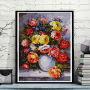 数字油画diy客厅花卉手工自己填色油彩数码手绘装饰画 花开盛颜