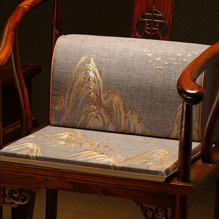 中式椅子坐垫靠垫一体红木，沙发垫护腰靠枕茶椅圈椅太师椅垫靠背垫