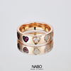 925纯银戒指女设计小众设计高级感金色双色爱心红宝石食指戒指女