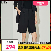 lily2024夏女装(夏女装)都市，通勤款设计感不对称显瘦高腰直筒休闲短裤