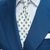 ilLupo 乳白色底 蓝色花纹 男士手工半内衬三褶真丝意式印花领带