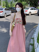 新中式复古改良汉服粉色连衣裙，夏在逃(夏在逃)公主，高级感甜美成人礼小礼服