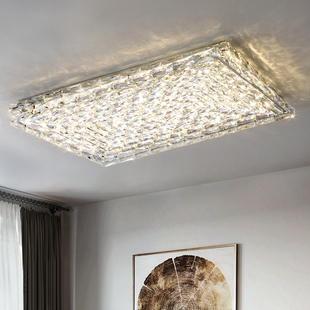 客厅灯2021年长方形水晶灯，led吸顶灯简约现代大气卧室灯具