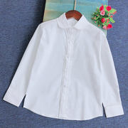 女童蓝色衬衫长袖纯棉花边领公主范纯白色衬衣韩版学生校服表演服
