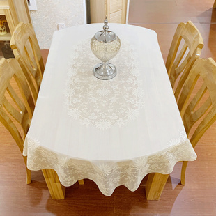 桌布椭圆形餐桌垫防水防油防烫免洗茶几台布，烫金桌套圆桌桌布