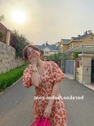 波拉韩国东大门22年夏装法式长裙气质女神范温柔风碎花连衣裙
