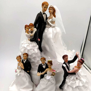 创意婚礼蛋糕装饰人偶新郎新娘婚纱娃娃摆件结婚新房婚庆婚礼布置