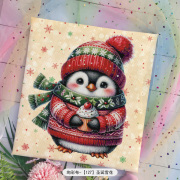 DMC十字绣材料包装饰画绚彩布D217 小企鹅的圣诞装扮高CT客厅印花