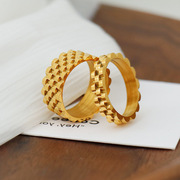 小众设计师不规则齿轮戒指女 时尚个性简约冷淡风镀18K金钛钢指环