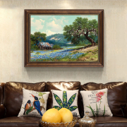 欧式客厅沙发背景墙装饰画，美式风景油画餐厅山水，田园花卉挂画壁画