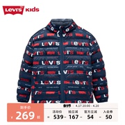 levi's李维斯(李，维斯)儿童装男童羽绒服，2023春季短款连帽外套加厚保暖