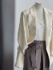 韩版白色通勤高级感短款小西装外套女2023秋季长袖纯色上衣