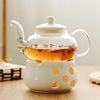 陶瓷花茶壶 花茶具下午茶玻璃花草茶杯水果花果茶壶耐热蜡烛加热