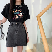 纯棉短袖t恤女2023夏季宽松大码女装，设计感小众卡通上衣ins潮