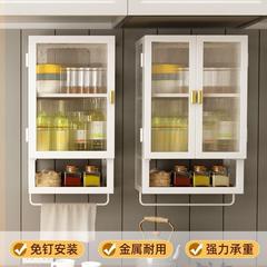 JiR厨房墙壁置物柜免打孔壁挂式带门防尘调味品调料置物架墙上储