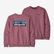 Patagonia巴塔哥尼亚紫红色印花运动套头衫秋季保暖圆领卫衣