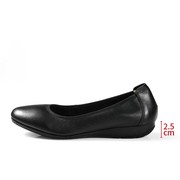 德赛春季单鞋女职业空姐上班鞋，黑色平跟皮鞋女圆头