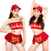 酒吧DS演出服装gogo夜店DJ女歌手舞台红色火焰套装啦啦队套装