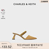 CHARLES&KEITH春季女鞋CK1-61720083女士褶皱绊带尖头高跟穆勒鞋