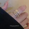 金色锆石开口戒指法式复古高级感气质食指戒指环设计感小众手饰女