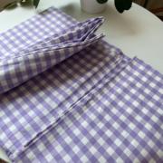 正宗21织简约浅紫色小格子，纯棉老粗布，双人床单枕套可以