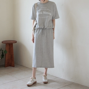 日常休闲套装韩国2023夏宽松字母短袖t恤配半身长裙