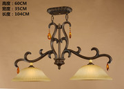 欧式古典餐厅双头吊灯美式复古吧台导台书房操作台向下长吊灯灯具