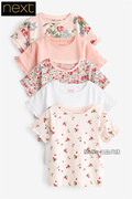 Next英国女童粉色花朵纯色碎花短袖T恤五件纯棉M79-070