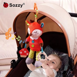 sozzy新生儿安抚婴儿玩具，0-1岁宝宝车挂床挂推车挂件拉铃益智玩具