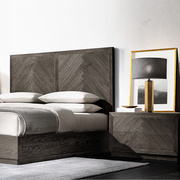 北欧实木床双人床1.8米主，卧室大床极简现代简约复古橡木别墅家具