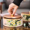 新中式干果收纳盒客厅茶几，手绘陶瓷水果盘，创意糖果盒首饰盒粉盒
