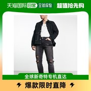香港直邮潮奢asos男士设计带破痕，紧身牛仔裤(黑色)
