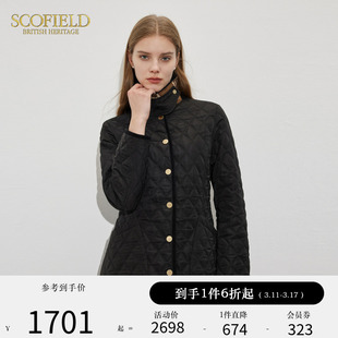 Scofield女装翻领棉衣棉服加厚保暖黑色棉袄外套2024春季