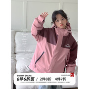 冬装韩国女童三合一滑雪羽绒服，冲锋衣儿童加厚派克服外套两件套装