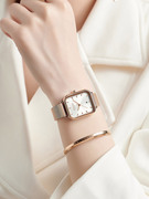 聚利时韩国新优雅(新优雅)知性，显白方形女士手表，薄款简约日历石英女表