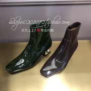 恋尚萝莎2023秋冬季女靴欧美方头短靴金属高跟靴时装靴女 4T55606