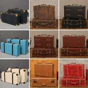 欧式复古手提箱收纳整理储物箱，老式皮箱旅行拍摄装饰道具箱木箱子