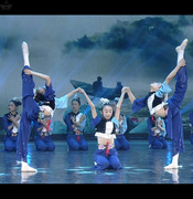 桃李杯喜鹊喳喳喳群舞舞蹈，演出服装女儿童，民族古典舞表演服装蓝色