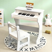 儿童音乐钢琴玩具木质白色，电子琴椅子套装男孩女孩宝宝幼儿园早教