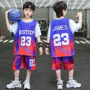 詹姆斯男童篮球服速干套装训练服儿童男孩夏装球服中大童运动球衣