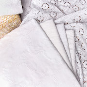 服装面料白色镂空夏季连衣裙上衣绣花花布，纯棉棉布布料蕾丝布料