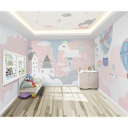 简约粉红色墙布儿童房独角兽壁纸女孩房间墙纸卧室背景墙卡通壁布