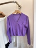 wang羊毛针织开衫毛衣 紫色 灰色