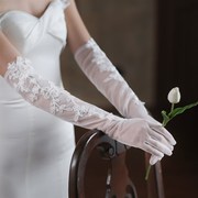 wg067婚纱手套超仙白色，优雅长款蕾丝婚纱礼服，晚宴新娘手套