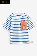 英国next儿童男童，蓝白条纹小螃蟹，短袖t恤运动衫755-941
