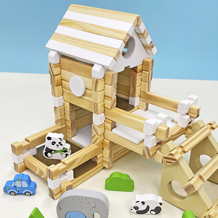 鲁班榫卯积木动手拼搭建筑师，房子小屋儿童，早教益智力亲子互动玩具