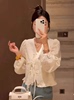 新中式女装中国风盘扣刺绣长袖蕾丝白色衬衫上衣女2024早春季