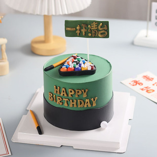 软陶立体台球蛋糕装饰摆件男神老爸生日装扮一杆清台硅胶模具插牌